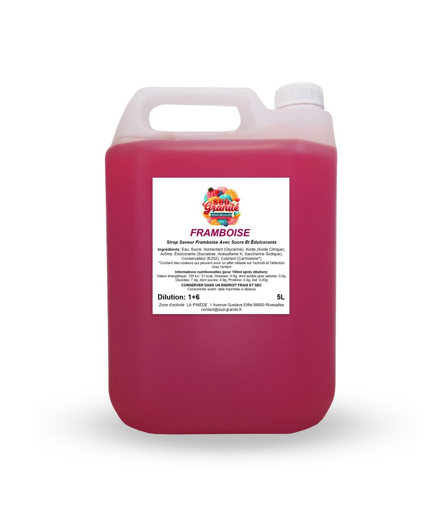 Bidon 5L sirop granité Framboise pour machine pro