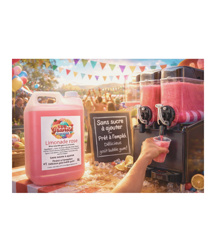 Sirop granité Limonade Rose 5 L concentré professionnel