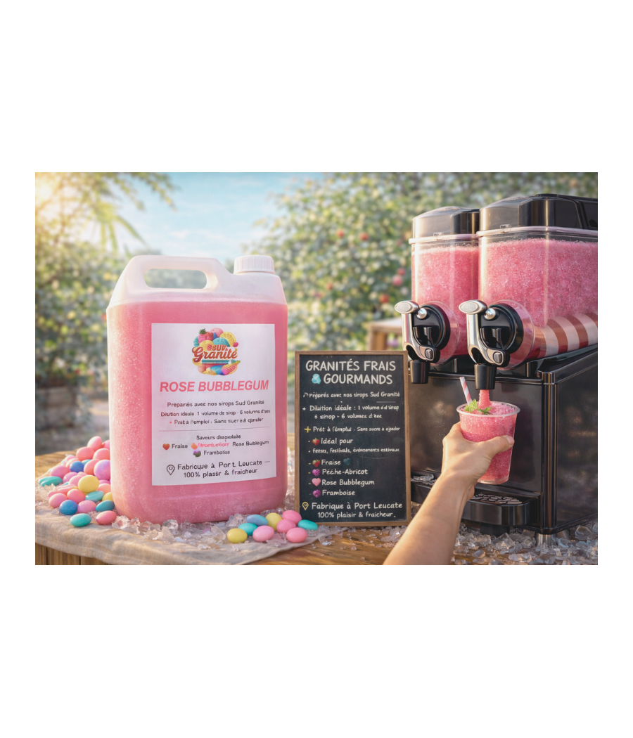 Sirop granité Bubble Gum 5L concentré professionnel