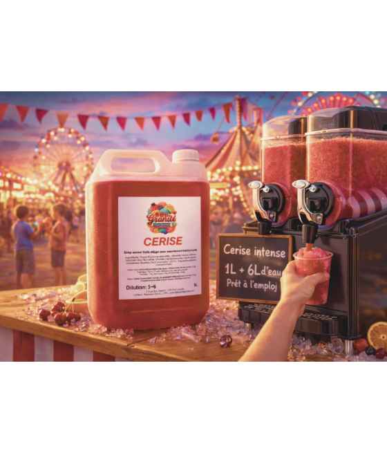Bidon sirop granité Cerise pour machine professionnelle