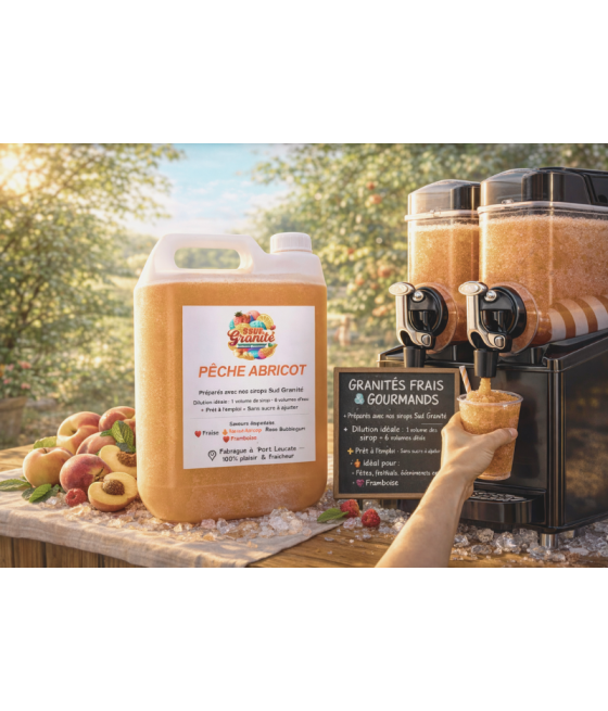 Bidon sirop granité Pêche-Abricot pour machine pro
