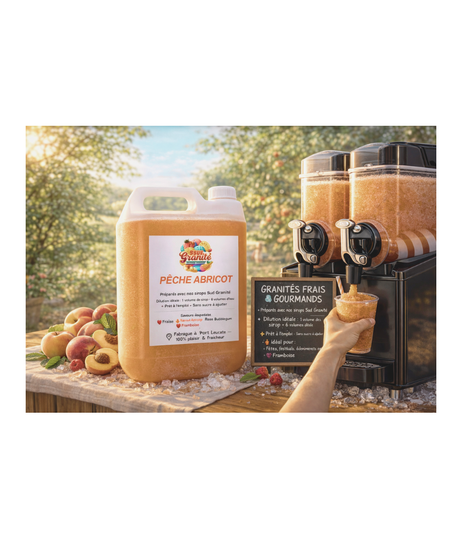 Bidon sirop granité Pêche-Abricot pour machine pro