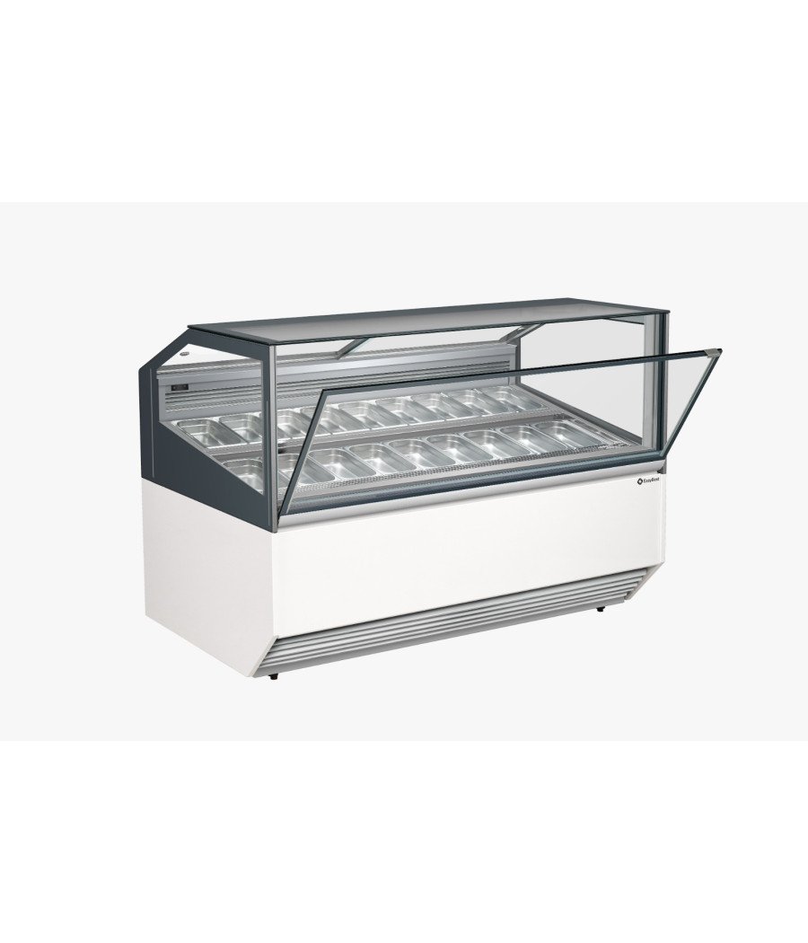 Vitrine glacier professionnelle avec 24 bacs inox GN pour glaces et sorbets
